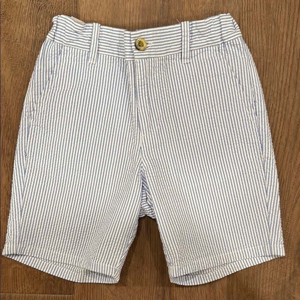 Janie and Jack Blue & White Striped Seersucker Shorts